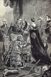 A rainha investindo o imperador dos franceses com a Ordem da Jarreteira